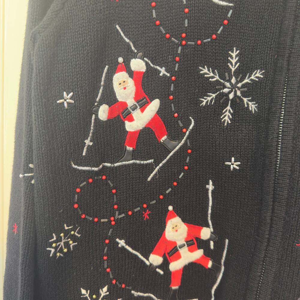 VTG Designers Originals Studio Fa La La Christmas Zip Up Cardigan Sweater Size L - Picture 7 of 13